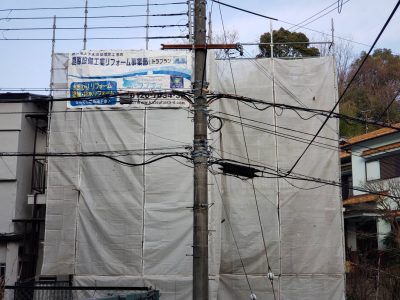 工事 台風被害 足場の設置 修繕 神戸市 トラブラン