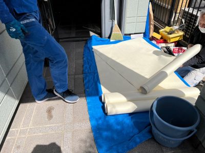 天井 漏水 修繕 給湯管 壁紙 サンゲツ 貼替え 工事 神戸市 トラブラン 
