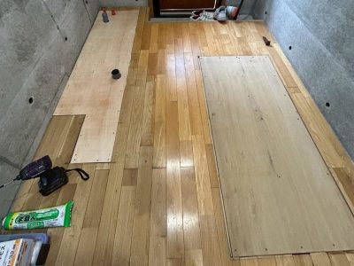 リフォーム 床下収納 なくす 撤去 合板 補強 床上張り施工 神戸市 トラブラン
